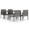 5 Piece Patio Dining Set Poly Rattan Gray - Grey