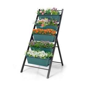 5-tier Vertical Garden Planter Box Elevated Raised Bed with 5 Container - Green