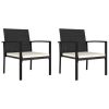 Patio Dining Chairs 2 pcs Poly Rattan Black - Black