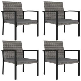 Patio Dining Chairs 4 pcs Poly Rattan Gray - Grey