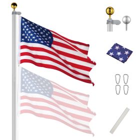 30ft Sectional Al Flag Pole w/US Flag Ball - As Picture