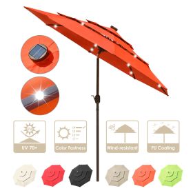 9Ft 3-Tiers 24LEDS Patio Umbrella Fruit Orange - As Picture