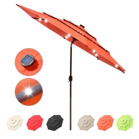 10Ft 3-Tiers 32LEDS Patio Umbrella Fruit Orange - As Picture