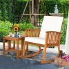 2 Pieces Acacia Wood Patio Rocking Chair Table Set - Teak