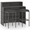 3 Piece Patio Bar Set with Cushions Gray - Grey