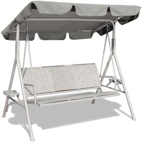 3 Person Patio Swing Seat with Adjustable Canopy for Patio, Garden, Poolside, Balcony - grey