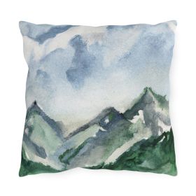 Decorative Outdoor Pillows With Zipper - Set Of 2, Green Mountainside Nature Landscape Blue Sky Print