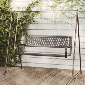 Patio Swing Bench 49.2" Steel and Plastic Black - Black