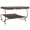 Patio Lounge Bed with Canopy and Pillows Brown - Brown