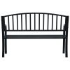 Patio Bench 49.2" Black Steel - Black