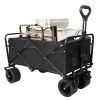 Folding Wagon Carts Collapsible Beach Wagon with Big Wheels for Sand 330lbs Capacity - black