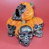 4PCS Halloween Outdoor Yard Decorations Evil Pumpkin Resin Skull Skull Outdoor Garden Decorations - Yellow