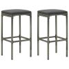 3 Piece Patio Bar Set with Cushions Gray - Grey