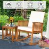 2 Pieces Acacia Wood Patio Rocking Chair Table Set - Teak