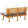 Patio Bench with Cushions 45.3" Solid Acacia Wood - Light wood, dark gray(seat cushion), white(back cushion)