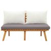 Patio Bench with Cushions 45.3" Solid Acacia Wood - Light wood, dark gray(seat cushion), white(back cushion)