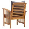 Patio Chairs with Cushions 2 pcs Solid Acacia Wood - Dark gray