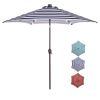 Outdoor Patio 8.7-Feet Market Table Umbrella with Push Button Tilt and Crank, Red Stripes With 24 LED Lights[Umbrella Base is not Included] RT - Blue/