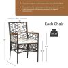 2 Pieces PE Wicker Patio Bistro Dining Chairs with Acacia Wood Armrests and Cushions - as show