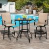 2pcs Wrought Iron Swivel Bar Chair Patio Swivel Bar Stools Black - as pic