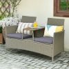 2-Person Patio Rattan Conversation Furniture Set with Coffee Table - as show