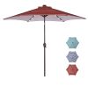 Outdoor Patio 8.7-Feet Market Table Umbrella with Push Button Tilt and Crank, Red Stripes With 24 LED Lights[Umbrella Base is not Included] RT - Red