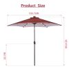 Outdoor Patio 8.7-Feet Market Table Umbrella with Push Button Tilt and Crank, Red Stripes With 24 LED Lights[Umbrella Base is not Included] RT - Red