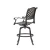 Patio Outdoor Aluminum Bar Stool With Cushion, Set of 2, Dupione Brown - as Pic