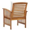 Patio Chairs with Cushions 2 pcs Solid Acacia Wood - Cream white