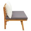 Patio Bench with Cushions 45.3" Solid Acacia Wood - Light wood, dark gray(seat cushion), white(back cushion)