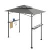 8x 5 FT Grill Gazebo Grill Canopy Double Tiered BBQ Gazebo Outdoor BBQ Canopy - Gray