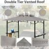 8x 5 FT Grill Gazebo Grill Canopy Double Tiered BBQ Gazebo Outdoor BBQ Canopy - Gray