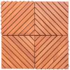 Outdoor Patio 12-Diagonal Slat Eucalyptus Interlocking Deck Tile (Set of 10 Tiles) - as Pic