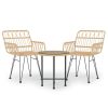 3 Piece Patio Dining Set Poly Rattan - Brown