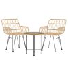 3 Piece Patio Dining Set Poly Rattan - Brown