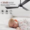 52 inch Ceiling Fan with Light, Modern Dimmable Ceiling Fan with 3 Reversible Blades, Remote Controls, for Indoor/Outdoor Patio Living Room Bedroom, B