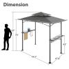 8x 5 FT Grill Gazebo Grill Canopy Double Tiered BBQ Gazebo Outdoor BBQ Canopy - Gray