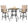 2pcs Wrought Iron Swivel Bar Chair Patio Swivel Bar Stools Black - as pic