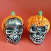 4PCS Halloween Outdoor Yard Decorations Evil Pumpkin Resin Skull Skull Outdoor Garden Decorations - Yellow