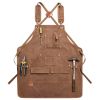 Durable Work Apron with Tool Pockets Heavy Duty Unisex Canvas Adjustable Cross-Back Straps Apron For Carpenter Painting Home BBQ - China - Upgrade Yel