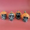 4PCS Halloween Outdoor Yard Decorations Evil Pumpkin Resin Skull Skull Outdoor Garden Decorations - Yellow