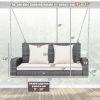 2-Person Patio PE Wicker Hanging Porch Swing Bench Chair Cushion 800 Pounds - White