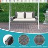 2-Person Patio PE Wicker Hanging Porch Swing Bench Chair Cushion 800 Pounds - White