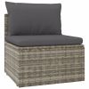 8 Piece Patio Lounge Set with Cushions Gray Poly Rattan - gray