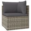 13 Piece Patio Lounge Set with Cushions Gray Poly Rattan - gray