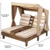 Wooden Outdoor Double Chaise Lounge, Cup Holders, Espresso - Espresso