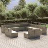 13 Piece Patio Lounge Set with Cushions Gray Poly Rattan - gray