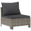 Patio Middle Sofa with Cushion Gray Poly Rattan - Gray