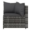 3 Piece Patio Lounge Set with Cushions Gray Poly Rattan - Gray