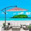 10 ft Outdoor Patio Umbrella Solar Powered LED Lighted Sun Shade Market Waterproof 8 Ribs Umbrella with Crank and Cross Base for Garden Deck Backyard